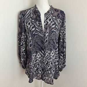 Tucker Silk Abstract Print Blouse Size Small